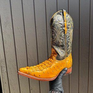 #69 Nile Nuca Design Boot with Ostrich in Orange Color